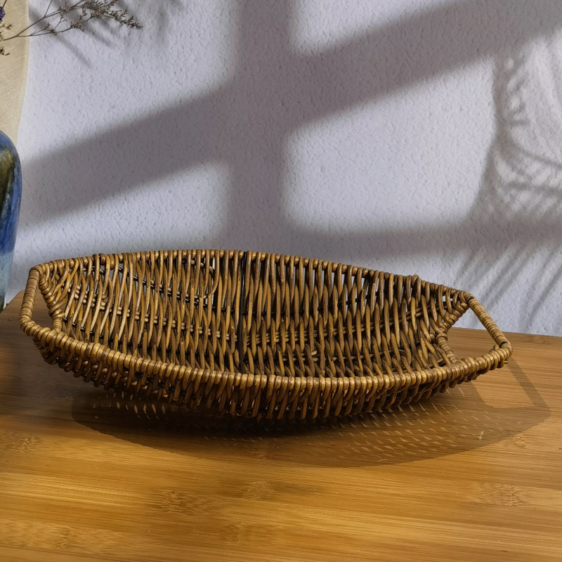 Ears-up boat-shaped snack basket, iron wire storage basket, snack basket, fruit basket, rattan basket, creative snack basket, woven rattan basket