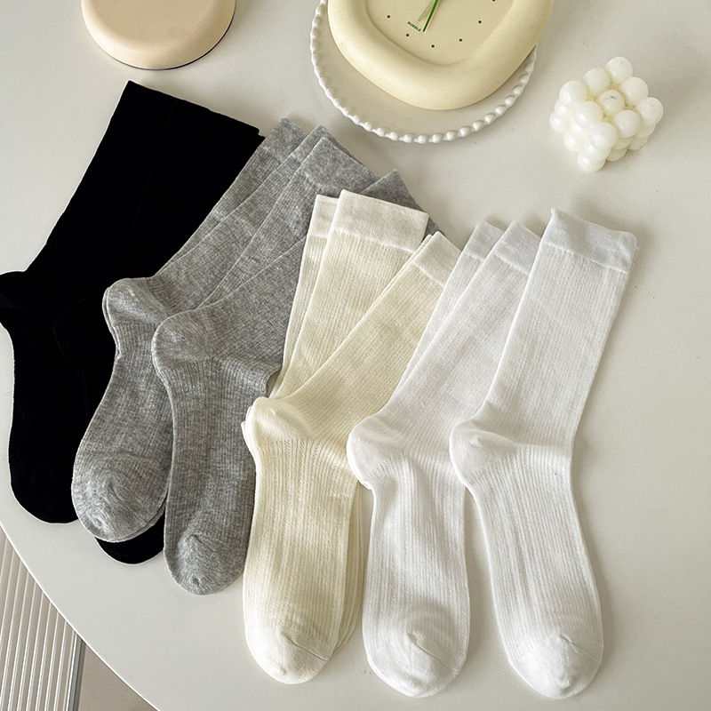 芭蕾風襪子夏季超薄網紅日系ins小皮鞋堆堆襪夏天無骨白色中筒襪