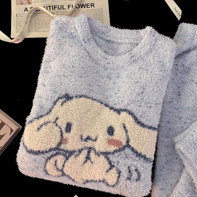 2024 nuevo perro japonés de jade guisante pijama de camello de mitad de invierno mujeres de coral espesar ropa de hogar suave y suave