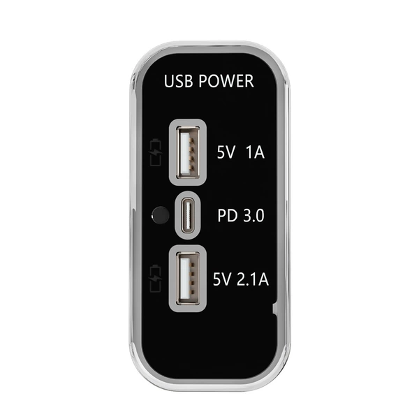 2 USB-A 3.1A+1 USB-C PD3.0