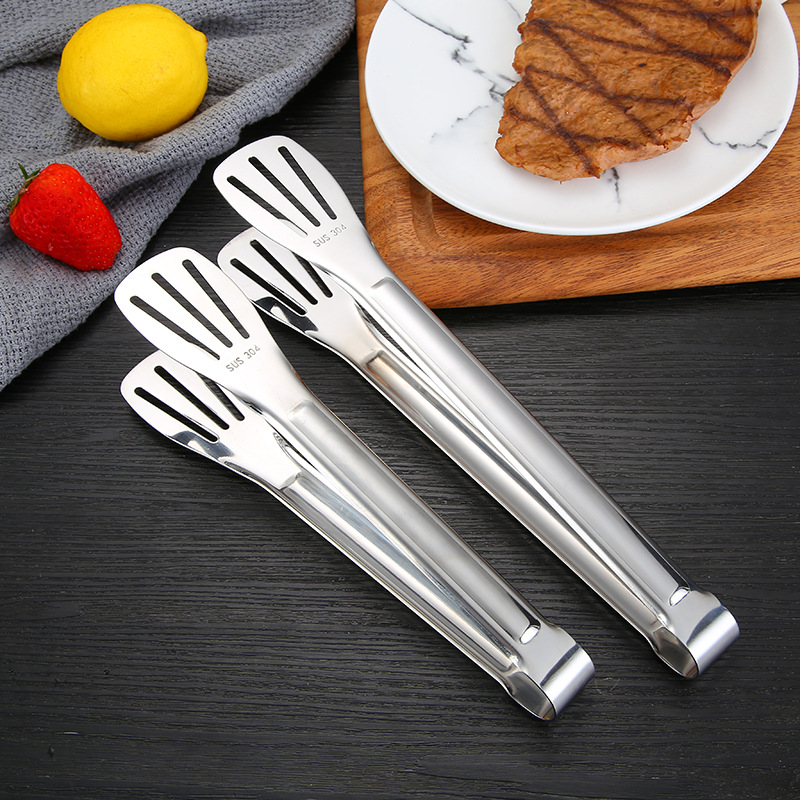 Factory wholesale 304 stainless steel food clip bread barbecue clip three clip buffet food clip hotel supplies