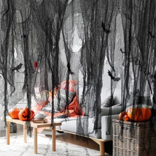 Explosions Halloween coarse gauze party decoration horror decoration props black gauze dress up