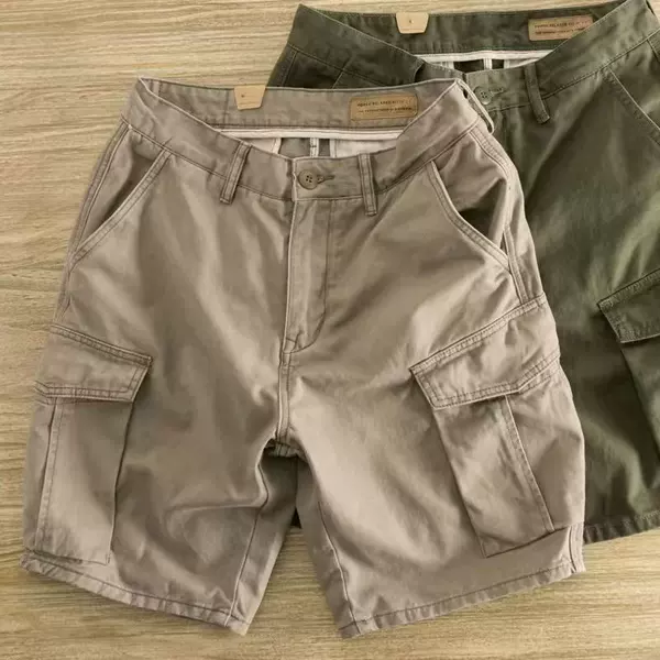 Men's Casual Cargo Shorts Trendy Loose Summer Versatile Outerwear Trendy Brand Ins Casual Straight Five-Point Shorts