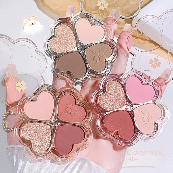 Lucky Four-leaf Clover Earth Color Eyeshadow Plate Natural Pearlescent Matte Fine Flash Not Easy to Take Off Makeup Pure Desire Four-color Eyeshadow