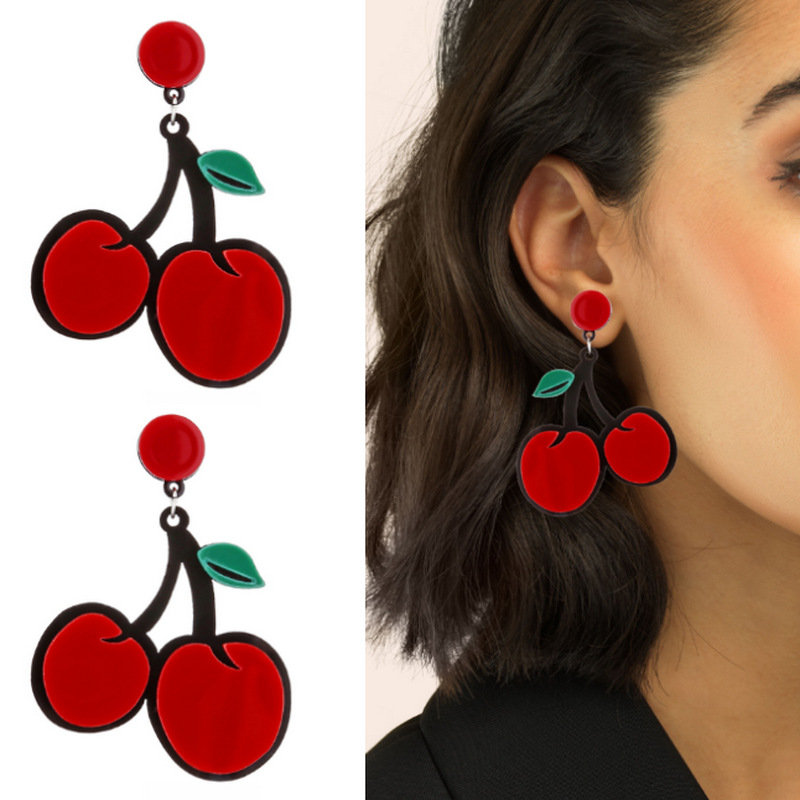 Lindo Fruta Arílico Mujeres Pendientes De Gota display picture 1