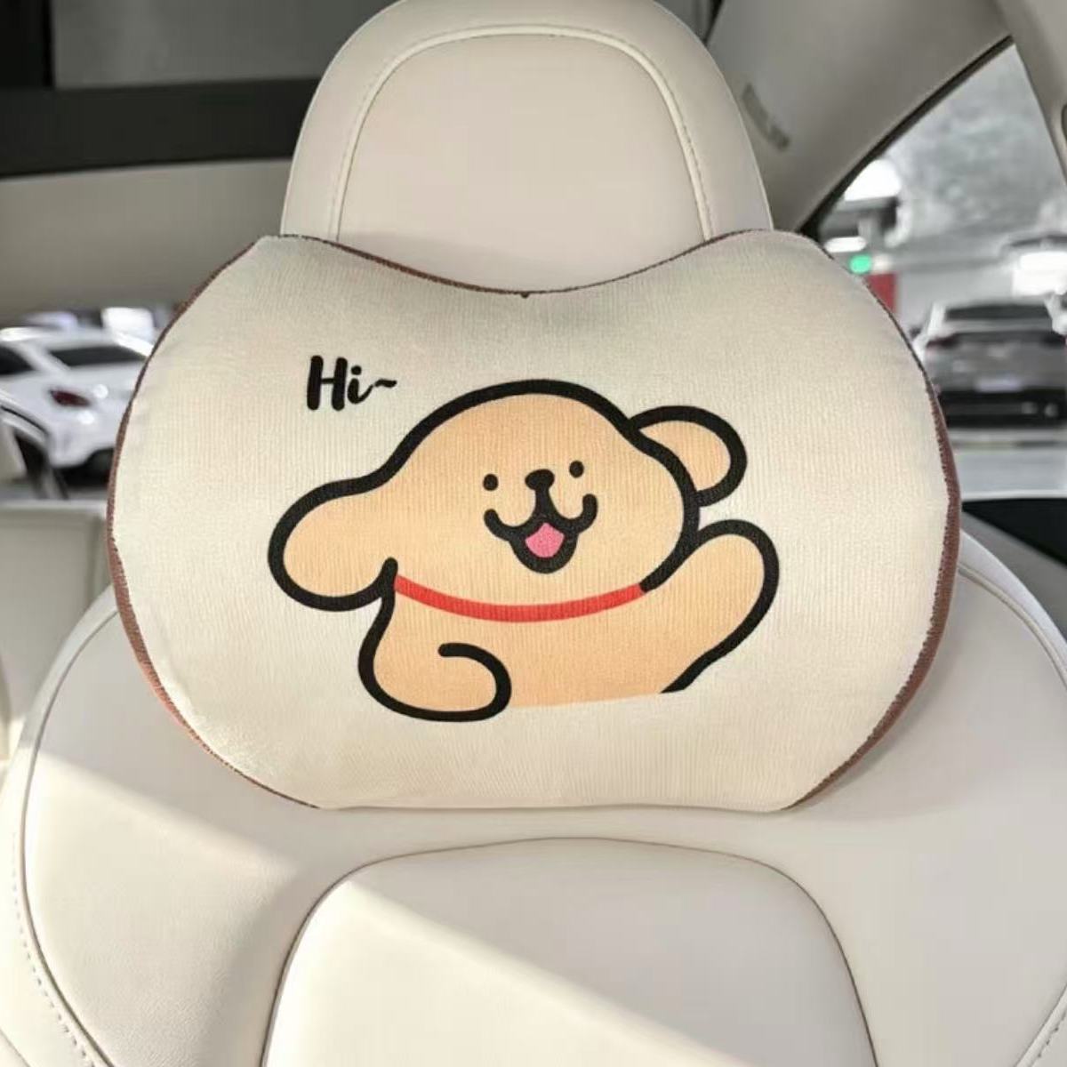 Car headrest memory foam headrest, lumbar support pillow, neck pillow, cute cartoon KT, universal for all seasons, headrest cushion for car
