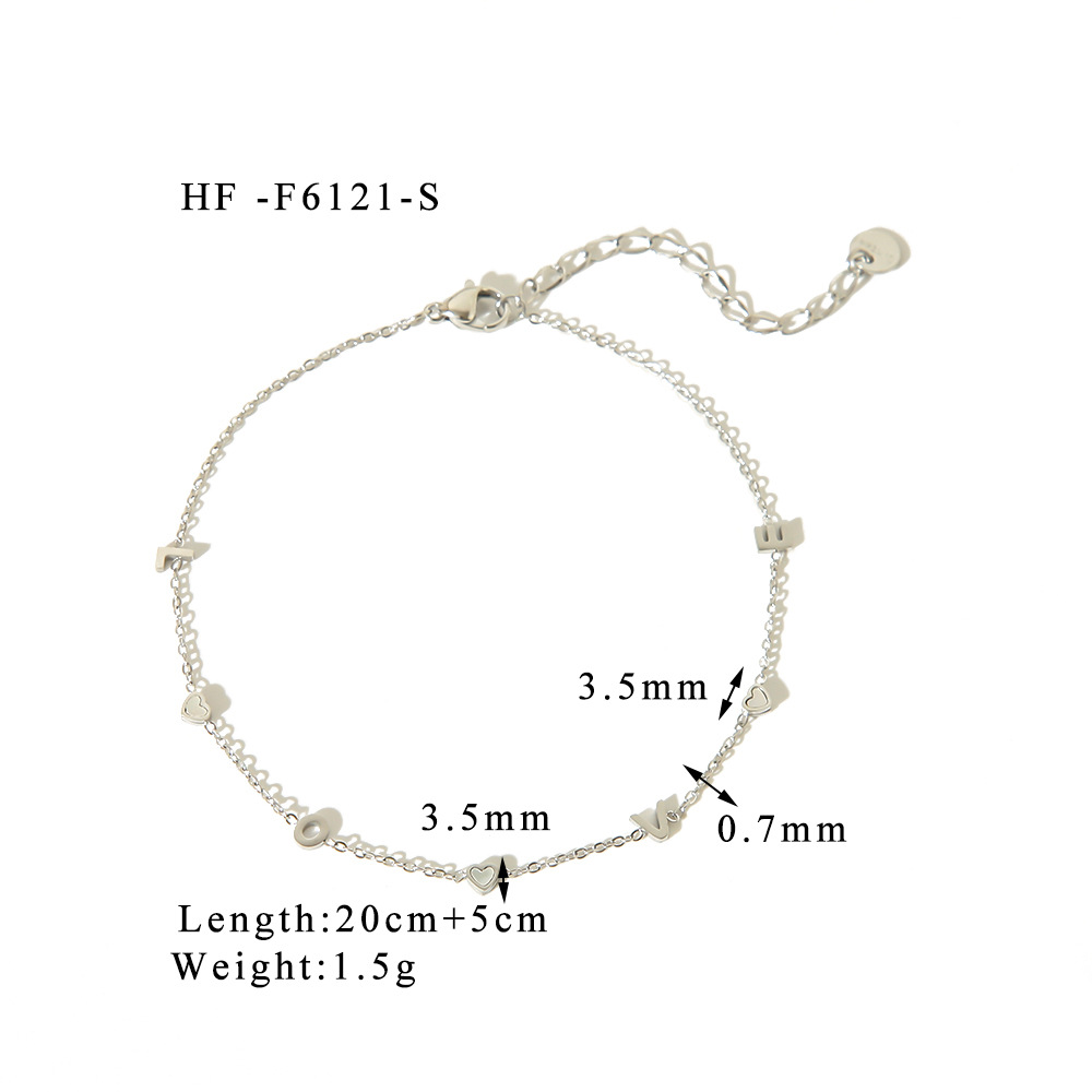Tobillera LOVE de estilo japonés y coreano con incrustaciones de circón de acero inoxidable, diseño de personalidad de moda versátil, sentido avanzado