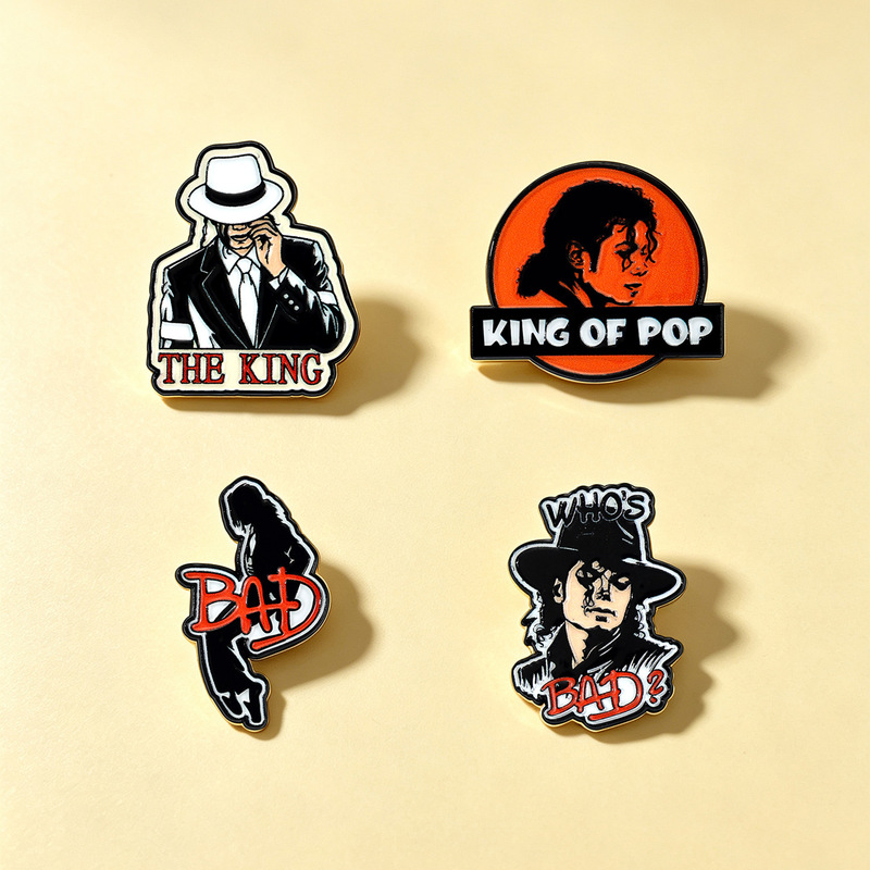 Cross-border alloy brooch rock star MJ Michael Jackson celebrity souvenir clothing decoration metal badge Cross-border alloy brooch rock star MJ Michael Jackson celebrity souvenir clothing decoration metal badge