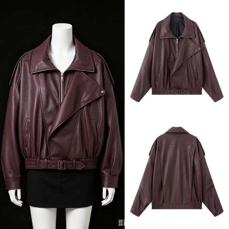 Z Brand Foreign Trade Cross-Border European and American Style Za Women's Clothing 2026 Autumn New Designer Loose Leather Jacket for Women