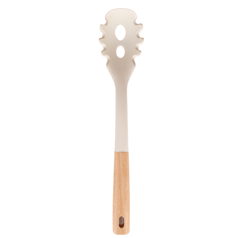 Mujeres de madera transfronterizos de silicona 10 piezas de cocina de almacenamiento conjunto de cocina antiadherente de grado alimenticio cocina cucharas de arroz de cocina resistentes a altas temperaturas