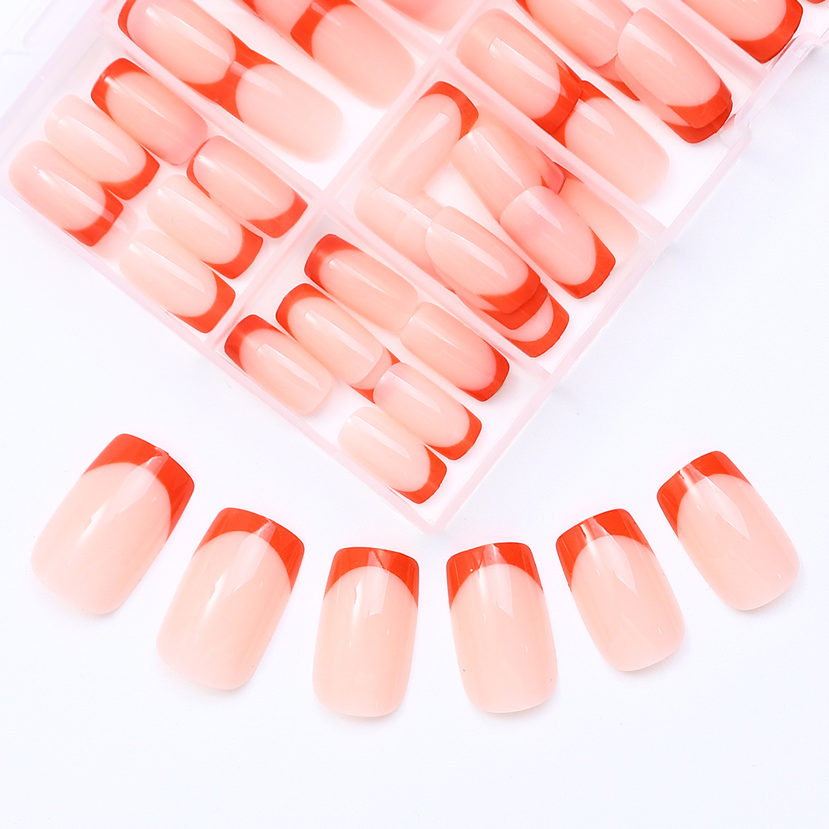 120 piezas en caja de uñas francesas de alta calidad al por mayor cortas transfronterizas de uñas simples desmontables