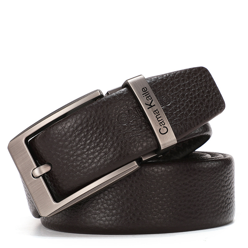 Cama Kaile Pin Buckle Belt Dark Brown Pebbled Leather