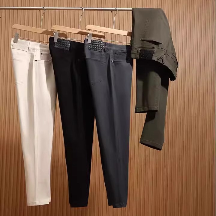 Italian luxury pants! Packaging is valuable! Spring men's three-dimensional cutting stretch washed yarn card straight-leg casual pants