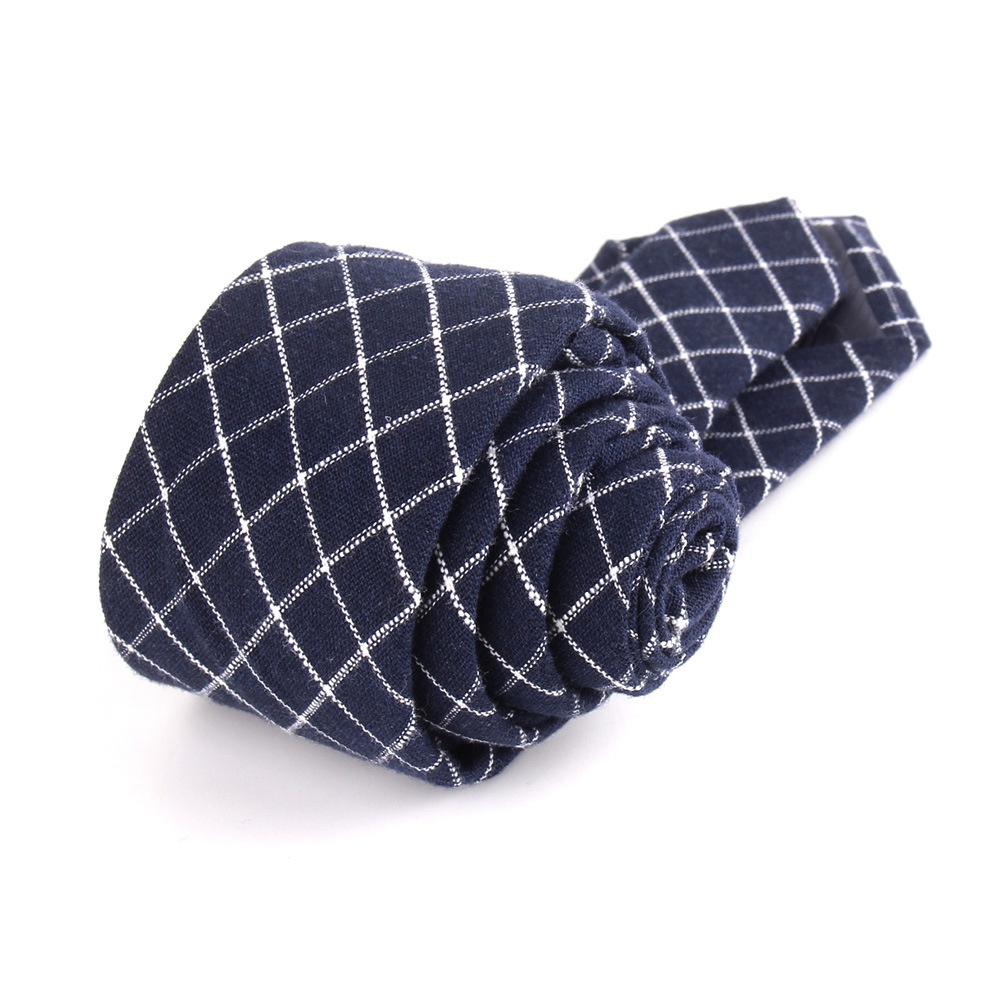 Corbata de hombre a cuadros, corbata estrecha de algodón casual_voghion.com