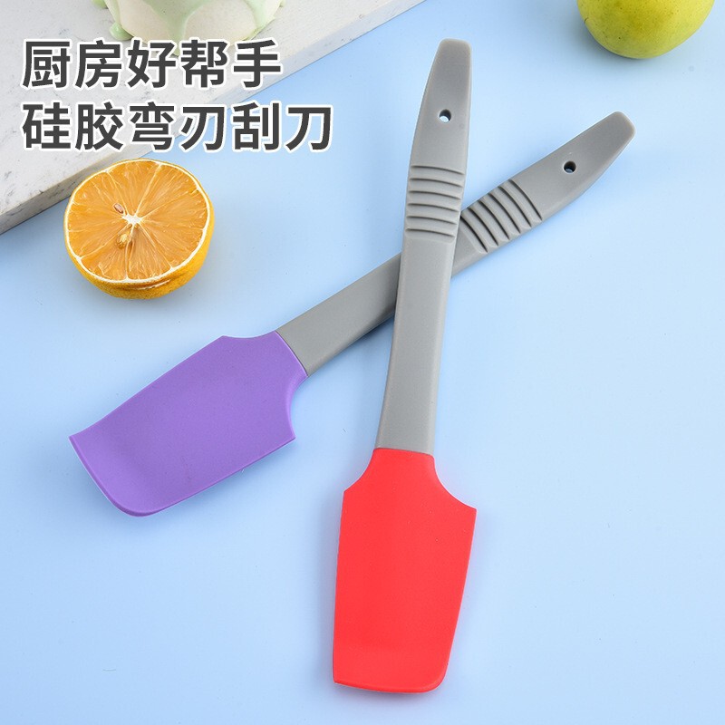 Food-Grade Silicone Curved Blade Scraper, High Temperature Resistant Cake Cream Spatula, Baking Mixing Scraper, Kitchen Tools Wholesale