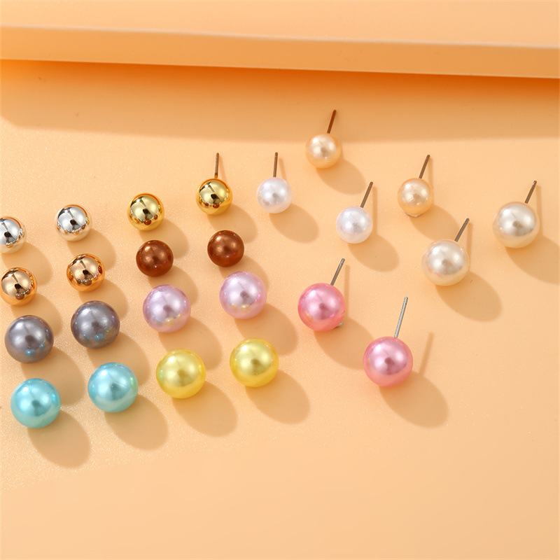 Women's Gender 1 Set Sweet Geometric Solid Color Stoving Varnish Imitation Pearl Ear Studs