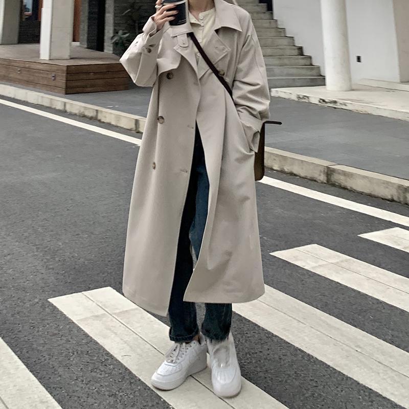 高级感气质风衣女2025春秋季宽松双排扣小个子中长款大衣百搭外套|undefined