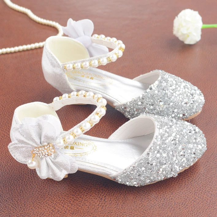 Обувь принцессы для девочек 2023 Новый стиль Туфли на высоком каблуке для девочек Хрустальные туфли Детская обувь для выступлений