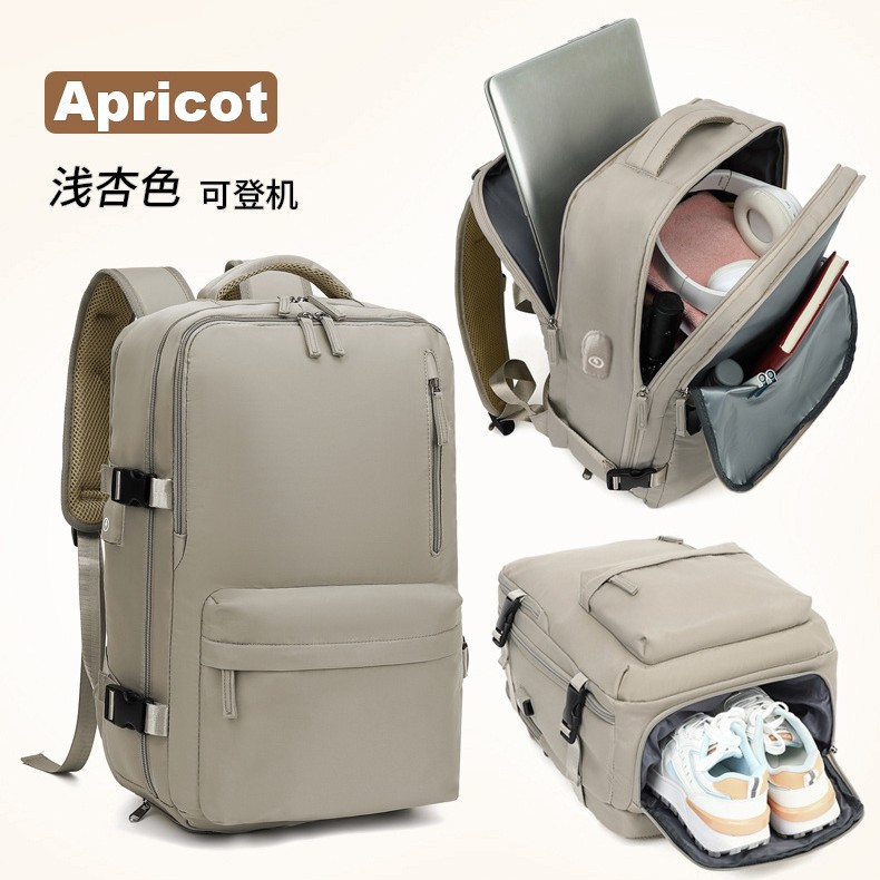 Multifunctional computer backpack with separate computer compartment, shoe compartment, layered storage, and composite commuter backpack