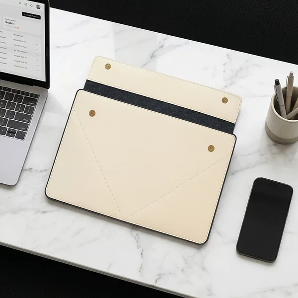 PU leather laptop sleeve, tablet case, business handbag, and mouse/charger organizer