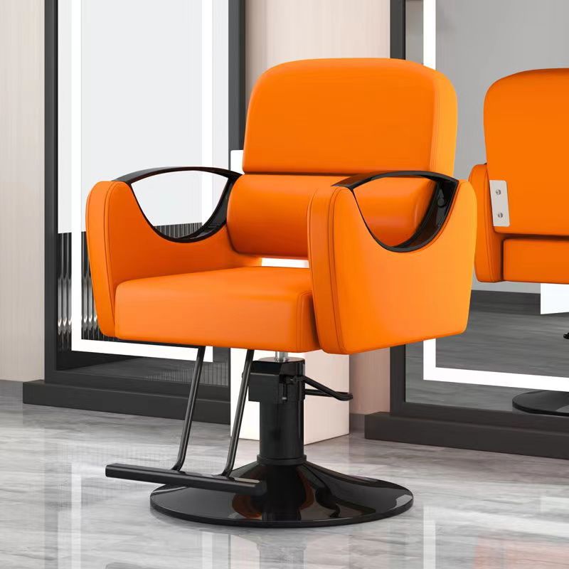 Silla de peluquería, peluquería, barbería, asiento giratorio, silla de corte de pelo simple de acero inoxidable, silla elevadora de afeitado inclinable