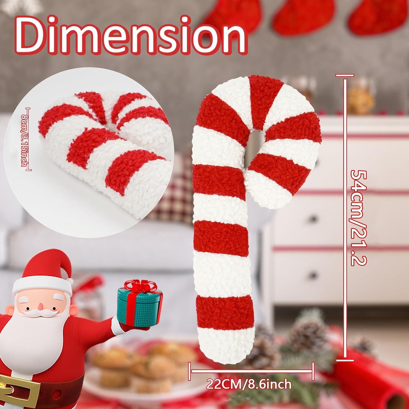 Nuevo producto transfronterizo Almohada de caramelo Almohada de felpa de caramelo 3D Almohada de caramelo Decoración creativa de Navidad Almohada de caramelo