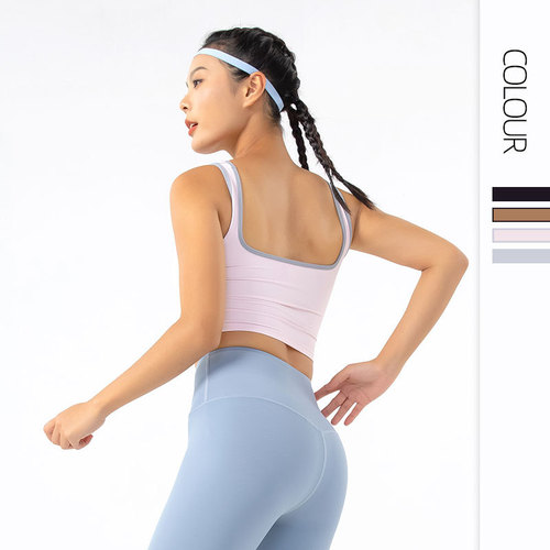 Spring and summer new padded spaghetti strap yoga vest for women, shockproof push-up outerwear inner layer sports fitness clothing