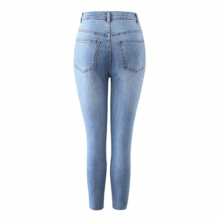 high waist breasted frayed denim pants NSHS32659