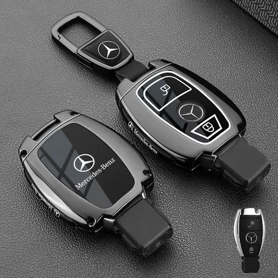 Car key bag — Key Cover E-Class - vinyl-benz-b-model-2-button-piano-black-car-logo-trapezoidal-buckle