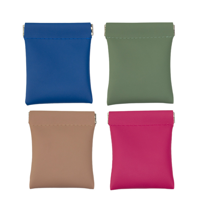 Solid color PU leather gold bag Bluetooth headset shrapnel bag coin purse card bag storage bag niche packaging logo