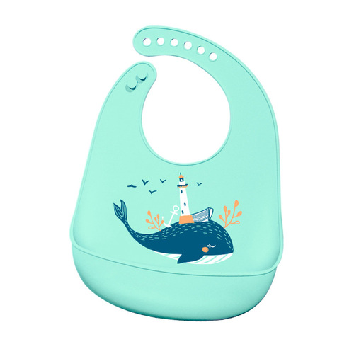 Baby eating bib three-dimensional silicone baby waterproof super soft food bib children's saliva bag no-wash cross-border