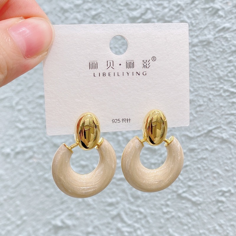 Liyin/Libeliying ドーパミンドロップ釉薬ペイントイヤリングニッチ春夏甘くて絶妙な s925 シルバー針イヤリング|undefined