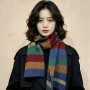 加厚同款条纹男女围巾