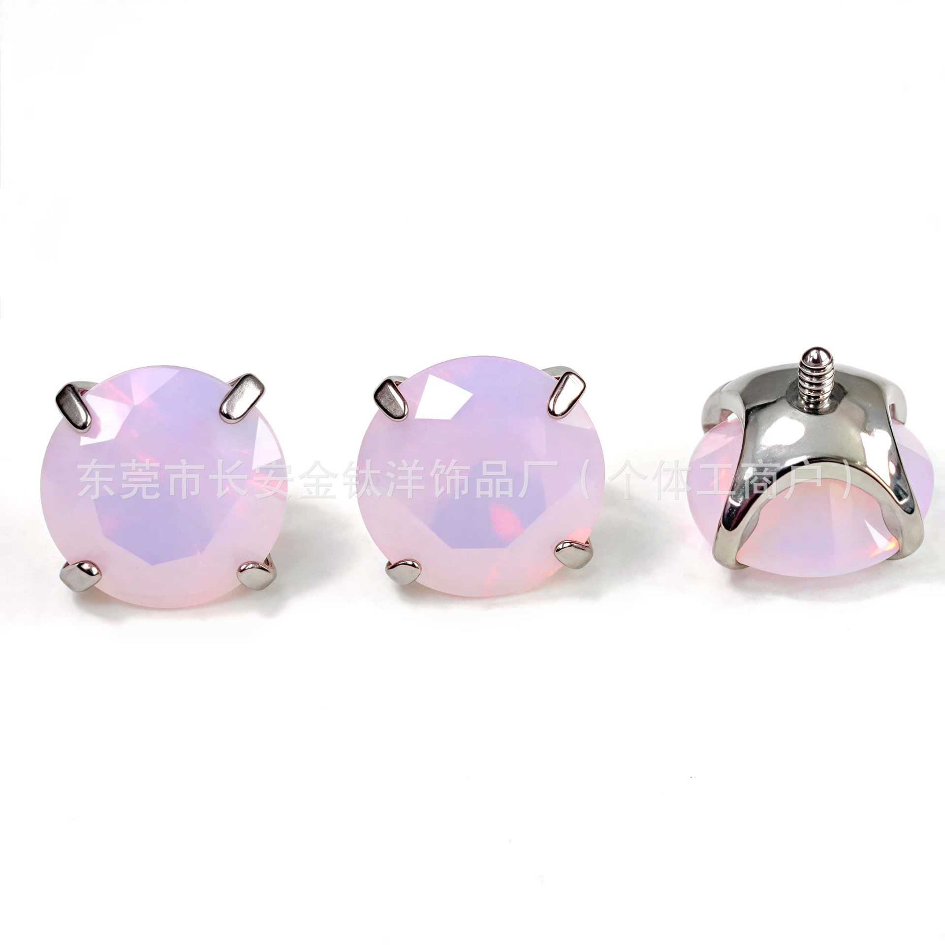 F136 Titanium Round Base Inlaid 7A Opal Lip Labret Stud Ear Cartilage Piercing Jewelry detail image 4