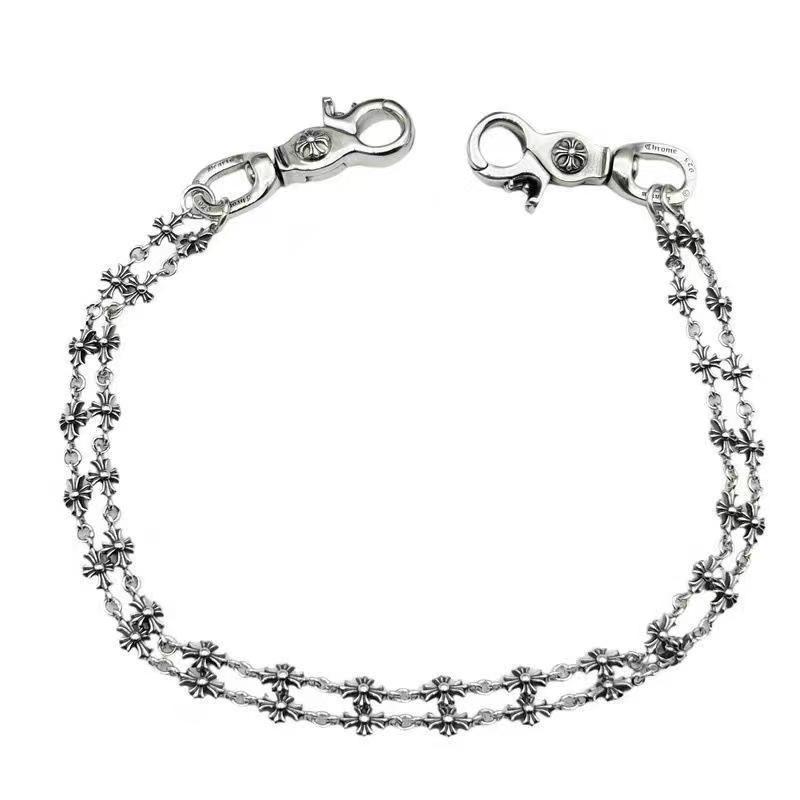 Cadena cruzada de doble capa clip hebilla doble hebilla cintura cadena pantalones cadena personalidad retro europeo y americano bolsa cadena todo-fósforo joyería de moda