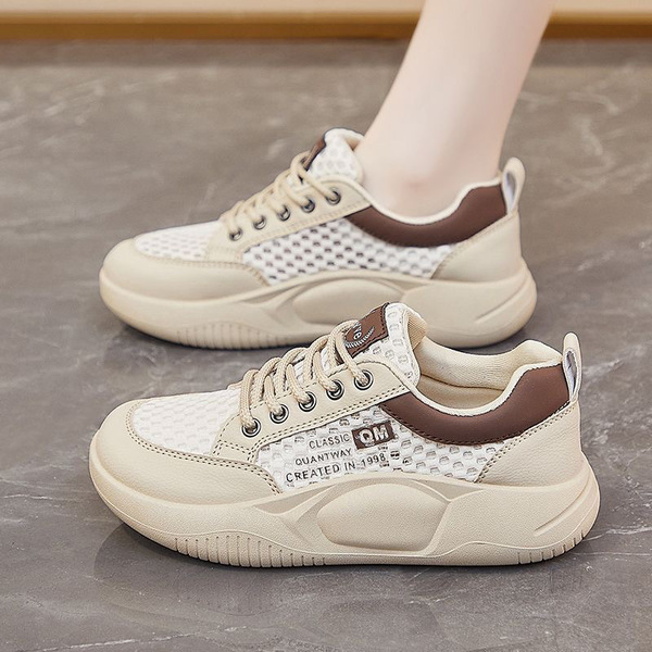 Summer breathable white sneakers for students