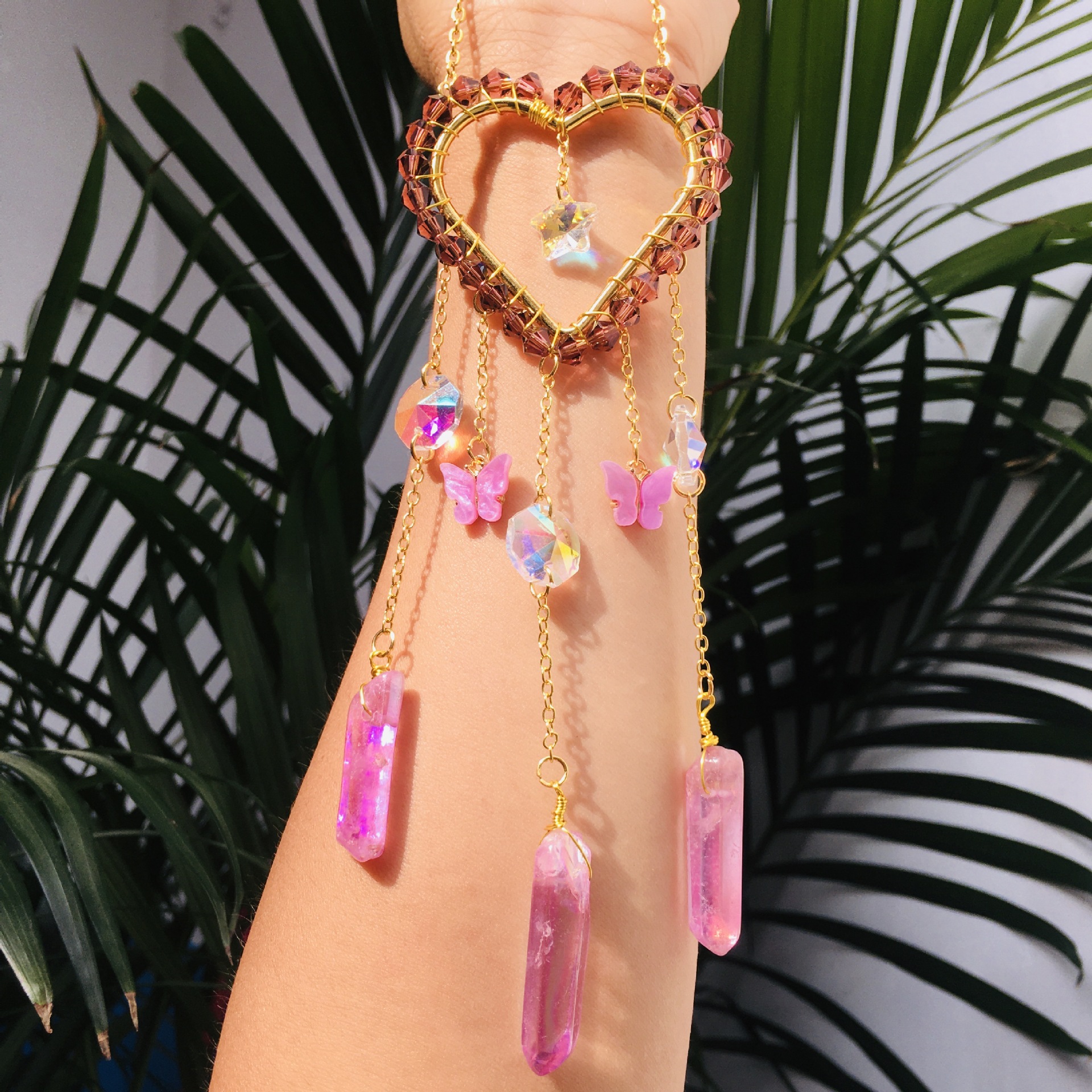 1 Piece Quantity Daily Occasion Crystal Material Modern Style Sun Heart Shape Butterfly Crystal Wind Chime Wind Chimes