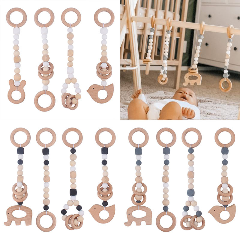 Nuevo bebé haya mordedor elefante pájaro colgante de cuatro piezas de los niños de la aptitud rack juguete bebé decoración de la habitación