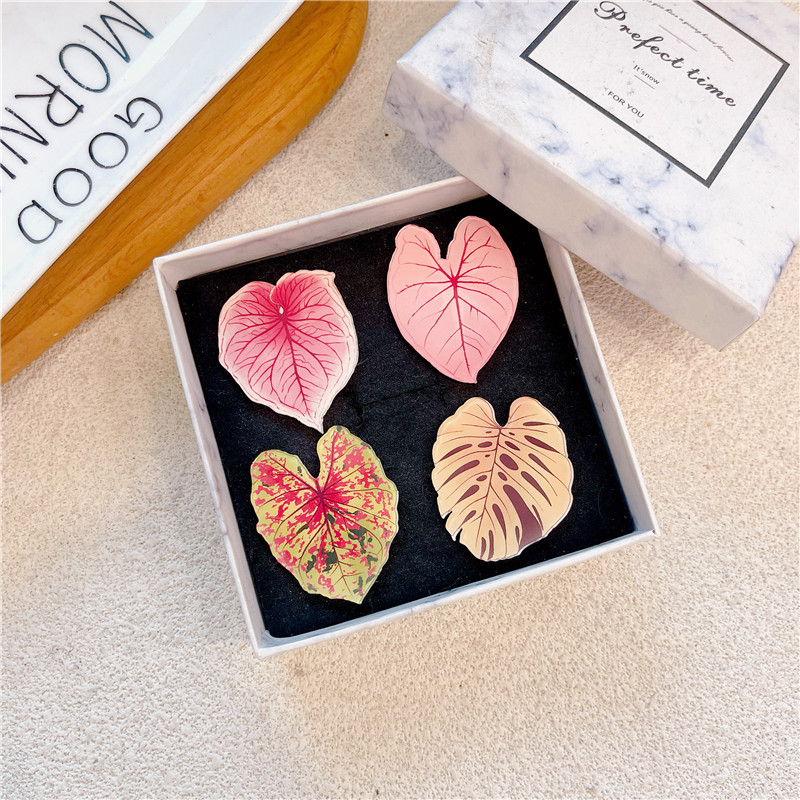 Plantas verdes nubes cría de plantas insignia de ciencia popular iluminación broche de niños Begonia tropical broche de papaya de color para regalos para niños