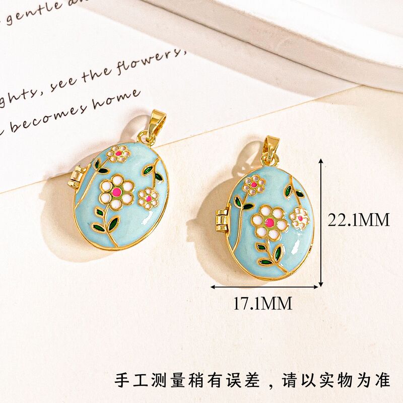 吊坠油画花朵相片夹可打开创意吊坠轻奢小众设计感不掉色DIY饰品|undefined