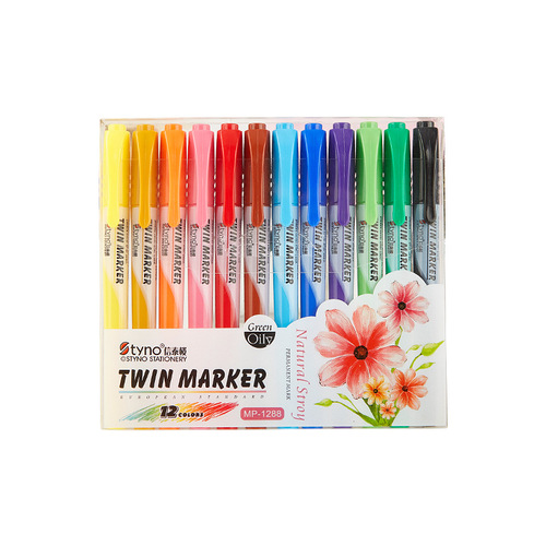 Xintai Tower Small Double Head Hook Line Pen Oil-Based Marker Art Outline Drawing Pen Colorful Markers Set Waterproof