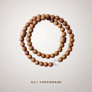 Original Double Circle 6mm Wooden Jewelry Sandalwood Bracelet for Men and Women Moonlight Literary Retro Buddha Bead Bracelet