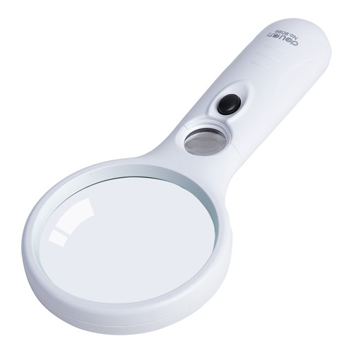 Deli magnifying glass handheld high-definition portable size lens 11 times LED light optical magnifying glass for the elderly