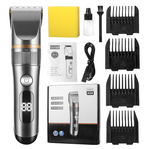 Cross-border best-selling professional hair clipper electric clipper ceramic head digital display hair clipper oil head carving clipper electric clipper