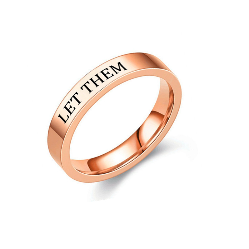 Anillo de acero de titanio LET THEM transfronterizo europeo y americano