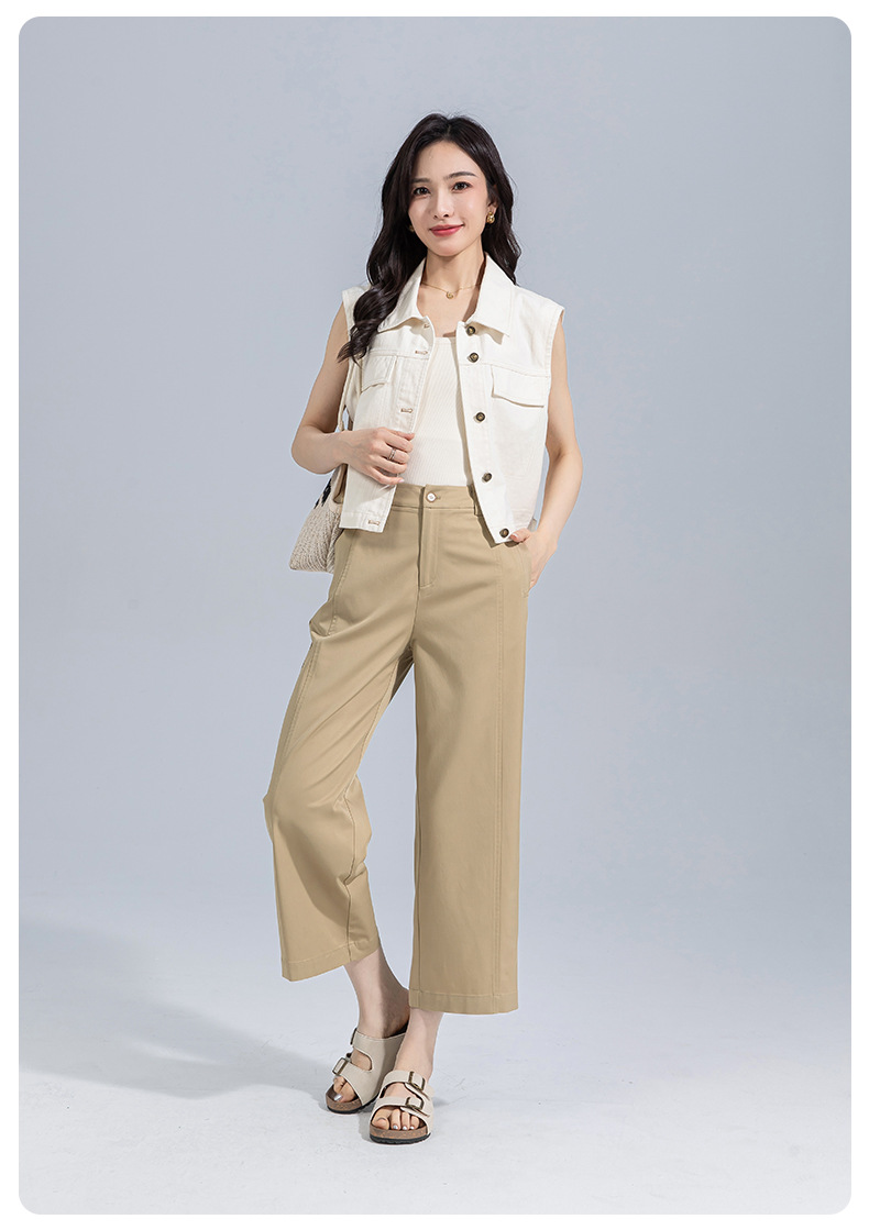 Quần culottes nữ ống rộng cạp cao vải modal co giãn dáng suông dài 9 phần — màu hồng chi tiết 31