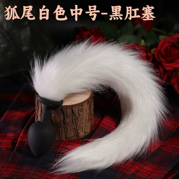 Fox Tail-White Medium Black Anal Pot