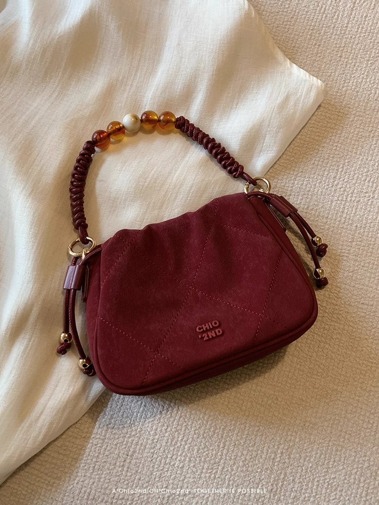Southern Wind chio2nd Cloud Velvet Amber Cloud Bag mujer 2024 nuevo bolso de boda rojo con un solo hombro en otoño e invierno