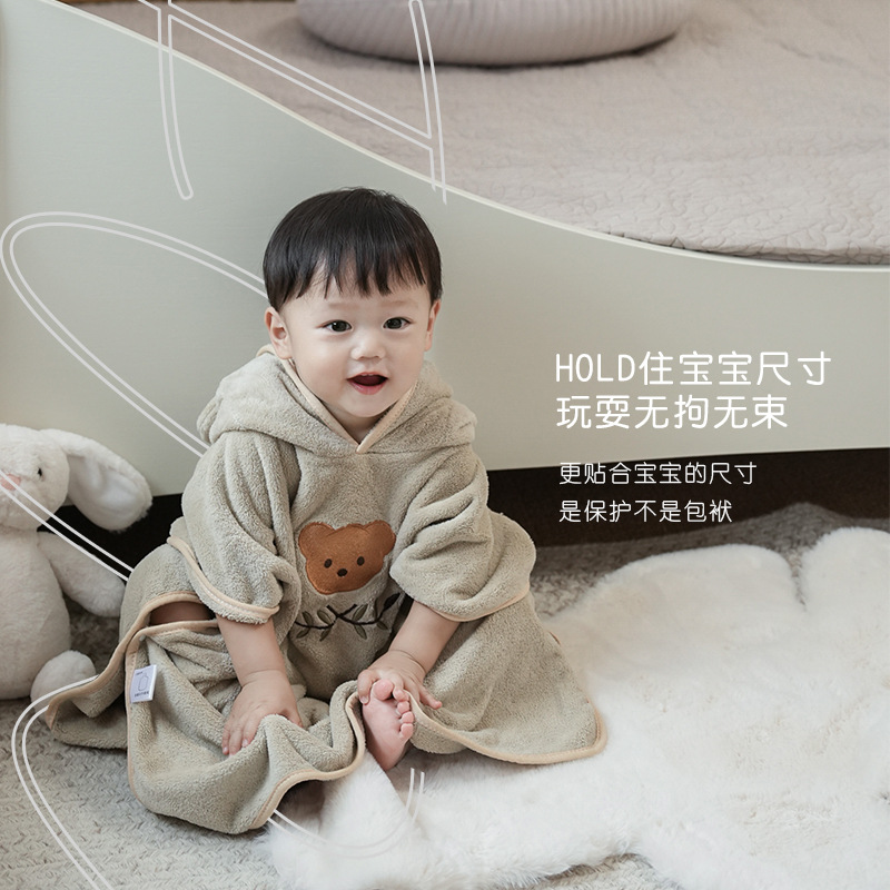 Albornoz de lana de coral para niños nueva capa de dibujos animados Toalla de baño portátil con capucha bebé baño capa Toalla de playa con sombrero