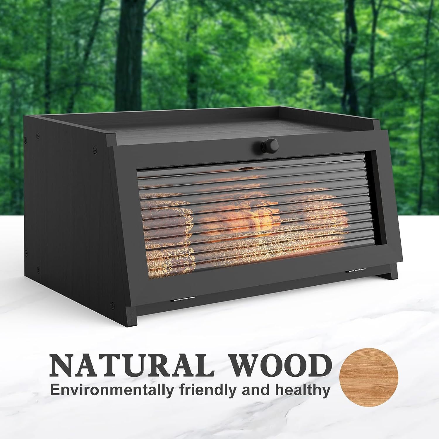 Cross-border kitchen wooden bread box household pastry fruit bread storage box with lid multifunctional food storage box